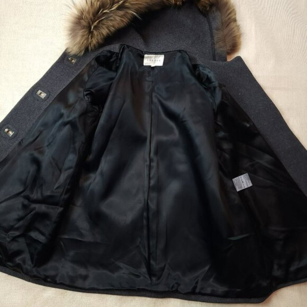 Sandro Winter Coat Fur Brim Hood (EU 36) - Picture 5 of 11